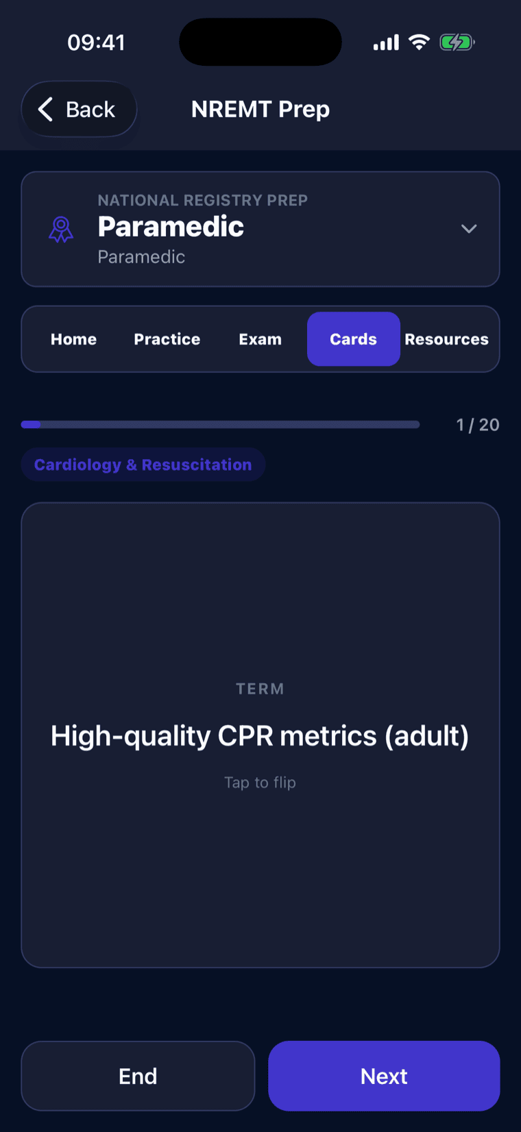 An NREMT flashcard for rapid recall of a high-yield fact